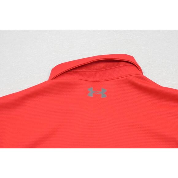 Under Armour Golf Polo HeatGear Loose Short Sleeve Red Shirt Mens Size Large - Picture 9 of 9